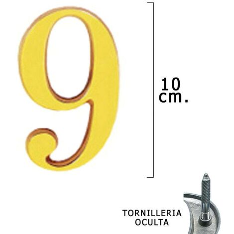 numero latón 9 10 cm. con tornilleria oculta (blister 1 pieza)