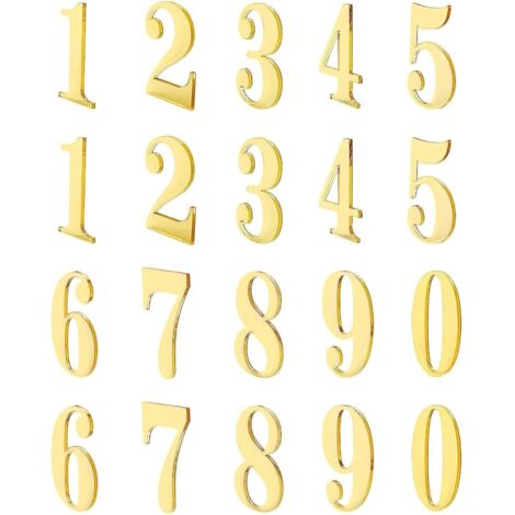 Numéro Maison Extérieur Autocollant - Lot de 20 Pièces Chiffres 0-9 (1,8 Pouces) - Adresse, Boîte aux Lettres - Pour Porte d'Entrée, Hôtel, Hôpital, Chambre