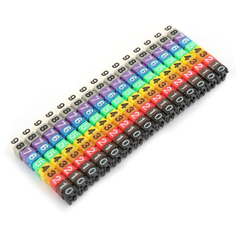 Numéro numérique Tube numéro de fil étiquette Tube cble marqueur coloré (150 pièces 15 mm)