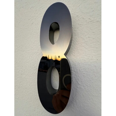 Numéro résidentiel, Acier inoxydable Monaco 20 cm 3d A