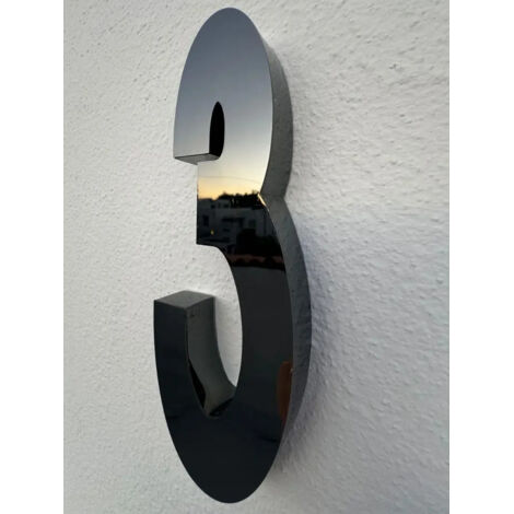 Numéro résidentiel, Acier inoxydable Monaco 20 cm 3d A
