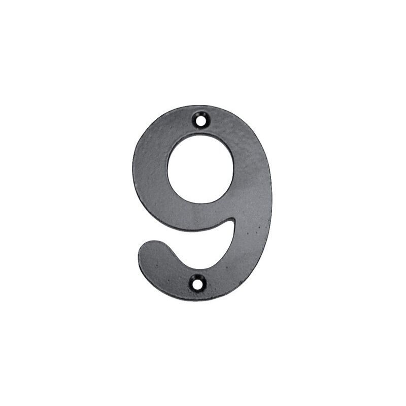 Numero Señal Atornillar 100Mm '9' Forjado Negro