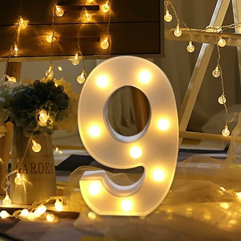Numéros de LED Numéro de lampe Chiffres lumineux 0 1 2 3 4 5 6 7 8 9, lumières blanches chaudes de décoration Lumières de chapiteau, décoration LED pour fête d'anniversaire, mariage et maison de vacan