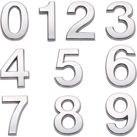 Numéros de maison adhésifs pour boîte aux lettres numéro de porte 0-9 pour appartement chambre bureau (4,3 cm)