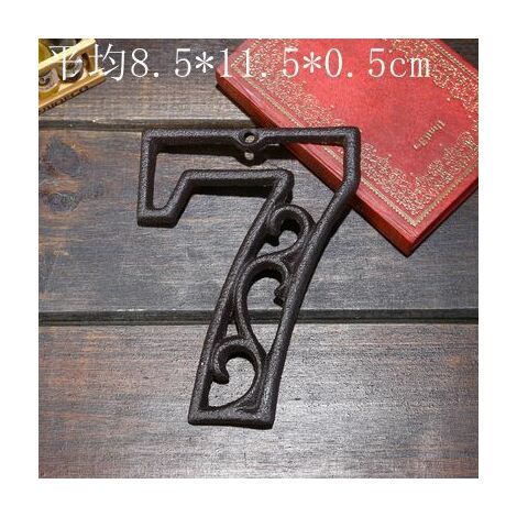 Numéros en métal Numéros de maison en fonte noire Numéro de porte extérieure Numéro d'adresse vintage rustique pour portes, murs, adresses de maison (numéro 7)