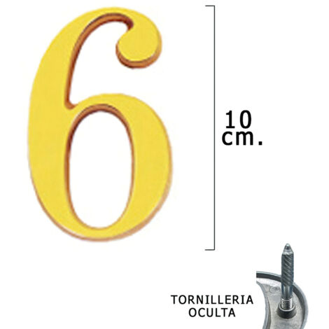 Nummer "6" Wolfpack aus Messing 10 cm + Schrauben, Blisterverpackung mit 1 Stück