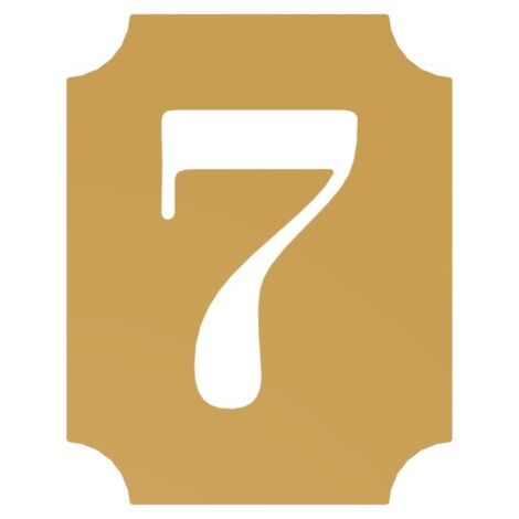 Nummer 7 Plakette, Satingold, 70 mm