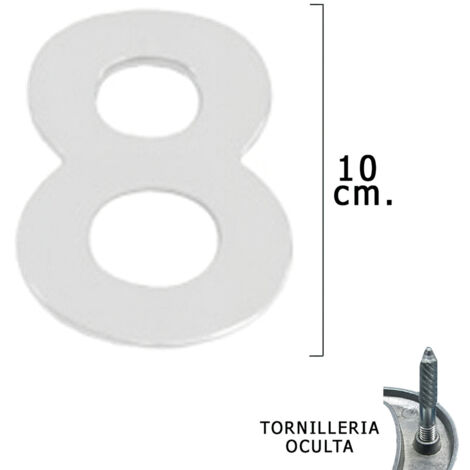 Nummer "8" Wolfpack, mattsilber, 10 cm + Schrauben, Blisterverpackung mit 1 Stück