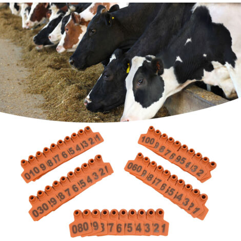 Nummerierte TPU-Ohrmarken für Rinder und Schweine 001-100 – 100 Stück, orange