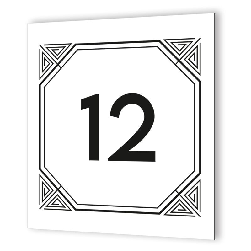 Numéro de maison extérieur personnalisable en Dibond Blanc Picto Noir · modèle Géométrique