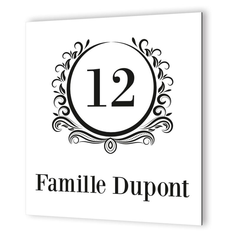 Decoho - Numéro de maison extérieur personnalisable en Dibond Blanc Picto Noir · modèle Luxury