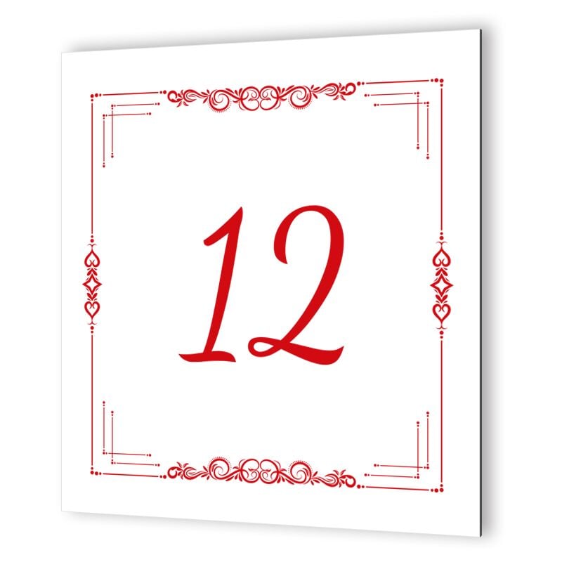 Numéro de maison extérieur personnalisable en Dibond Blanc Picto Rouge · modèle ethnique