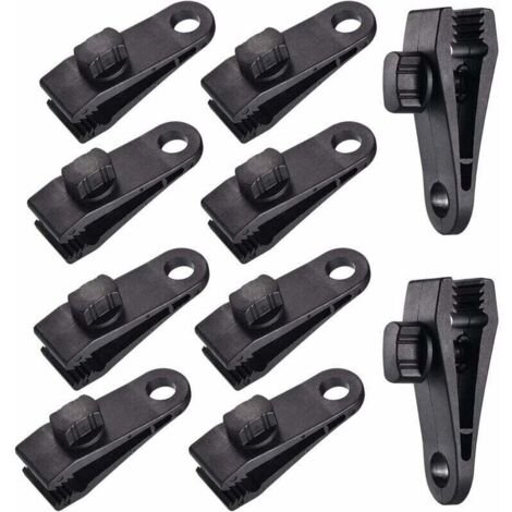 [NUNCA USADO] 10 juegos de clips para lona, clip para tienda de campaña, clip para toldos, clip para lona, clip para tienda de campaña, para tienda de campaña de coche, lona, toldos, camping, negro,