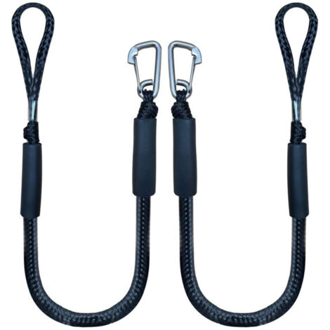 [NUNCA USADO] 2 cabos de amarre para barco de Ø16 mm con hebilla y clip en acero inoxidable 304, elásticos, 122-168 cm, resistencia a la rotura 1000 kg.