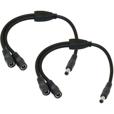 [NUNCA USADO] Cable divisor de alimentación de 12 V CC de 5,5/2,1 mm (1 conector macho a 2 hembras). Cable divisor de CC para CCTV (1 conector macho a 2 hembras, 0,3 m).
