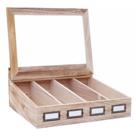 [NUNCA USADO] Caja de almacenaje HHG-211, Caja de té Caja de joyería Cajón, Paulownia 17x37x33cm, marrón natural