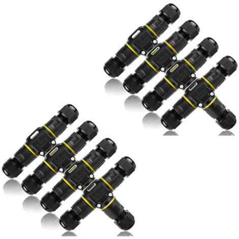 [NUNCA USADO] Conector en T estanco, 8 conectores de cable estancos IP68, caja de conexiones de 3 vías, para cables de 3 a 12 mm de diámetro,