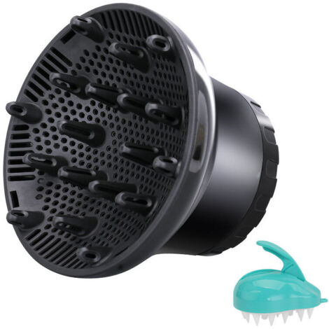 [NUNCA USADO] Difusor universal para secador de pelo, ajustable para cabello rizado u ondulado, compatible con boquillas de 3,5 a 6,8 cm (negro)
