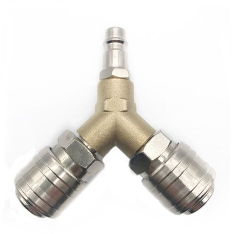 [NUNCA USADO] Distribuidor de aire comprimido en forma de Y, interruptor de aire comprimido, con dos conectores roscados de 1/4 de pulgada, latón inoxidable, completamente ensamblado, listo para usar.
