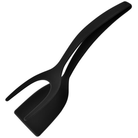 [NUNCA USADO] Espátula de silicona 2 en 1 para huevos con mango y espátula giratoria, antiadherente 2 en 1 para freír filetes de huevo, voltear, asar y cocinar en la cocina, color negro.