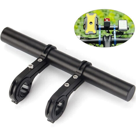 [NUNCA USADO] Extensor de manillar de bicicleta, 20 cm, multifunción, doble, de aleación de aluminio, soporte para linterna, accesorios para bicicleta