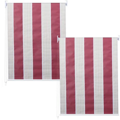 [NUNCA USADO] Juego de 2 estores enrollables HHG-474, estor enrollable de ventana de tiro lateral, 120x230cm protección solar opaca, rojo/blanco/beige