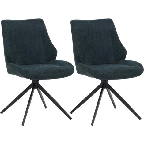 [NUNCA USADO] Juego de 2 sillas de comedor HHG-026, silla de cocina, giratoria con retorno automático, tela/textil chenilla (320 g/m²) Oeko-Tex, verde petróleo