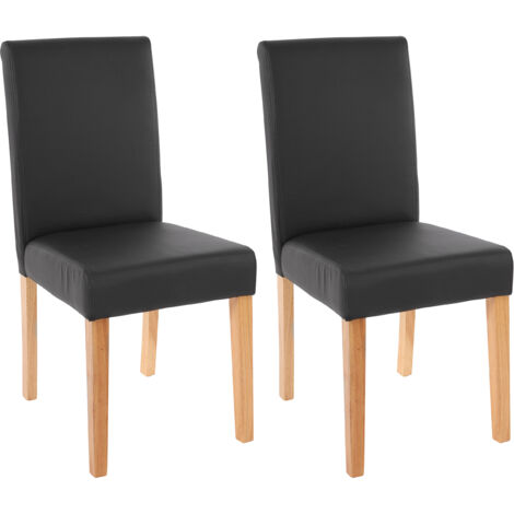 [NUNCA USADO] Juego de 2 sillas de comedor Silla de cocina Littau, polipiel, negro mate, patas claras
