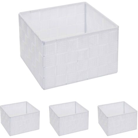 [NUNCA USADO] Juego de 4 cestas de almacenaje HHG-258, cesta decorativa cesta de almacenaje estantería Deco 12x19x19cm, blanco