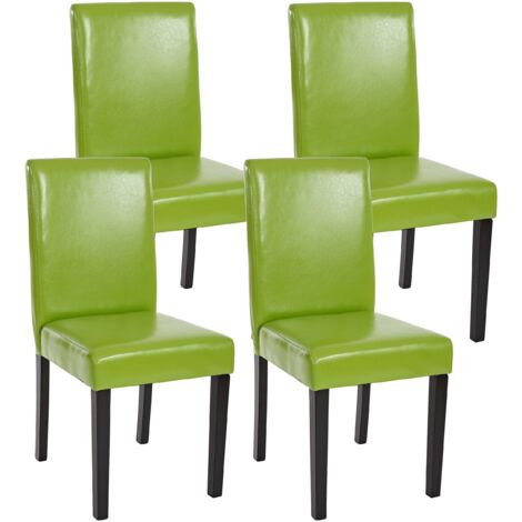 [NUNCA USADO] Juego de 4 sillas de comedor Silla de cocina Littau, polipiel, verde, patas oscuras