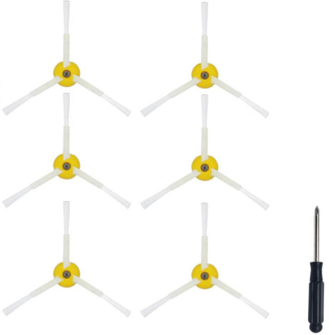 [NUNCA USADO] Juego de 6 cepillos laterales de repuesto para robots aspiradores iRobot Series 800, 900, 850, 860, 870, 871, 880, 890, 960 y 980. Accesorios: cepillo lateral + destornillador.