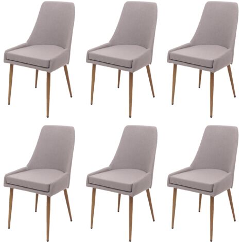 [NUNCA USADO] Juego de 6 silla de comedor HHG-069, silla de cocina silla tapizada, tela/textil (280g/m²) metal, gris claro