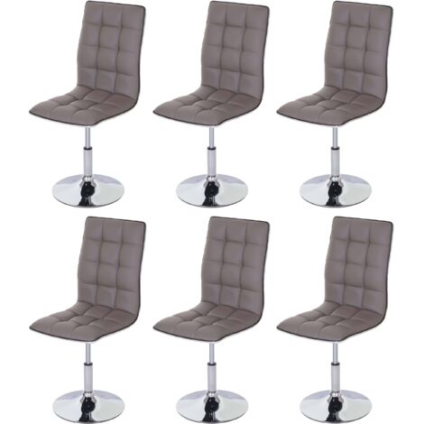 [NUNCA USADO] Juego de 6 sillas de comedor HHG-834, silla de cocina, regulable en altura, giratoria, piel sintética con certificación MVG, gris topo