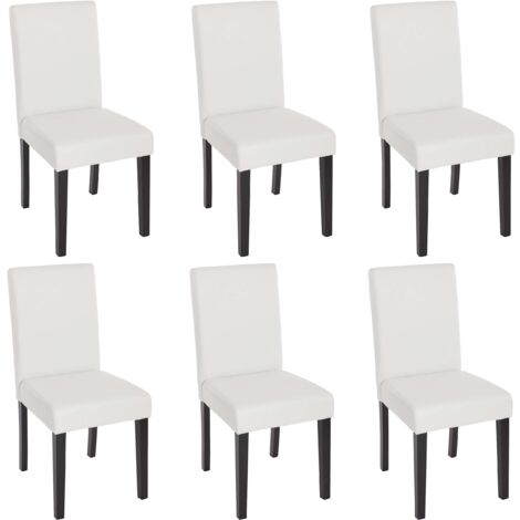 [NUNCA USADO] Juego de 6 sillas de comedor Silla de cocina Littau, polipiel, blanco mate, patas oscuras