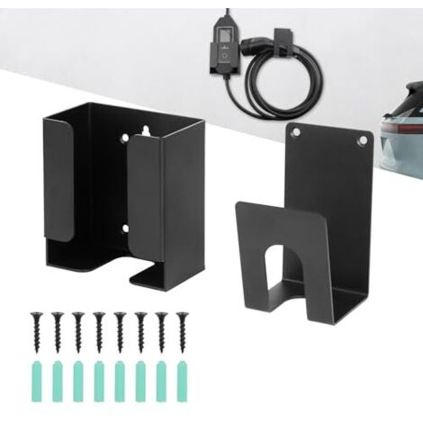 [NUNCA USADO] Kit de montaje para cargador de pared de coche eléctrico: organizador con soporte para caja de control y gancho en J para cargador de pared portátil, soporte metálico resistente para la 