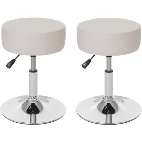 [NUNCA USADO] Lote de 2 taburetes HHG-189, taburete de asiento taburete de maquillaje, altura regulable Ø 35cm, polipiel, crema