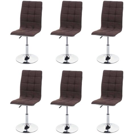 [NUNCA USADO] Lote de 6 sillas de comedor HHG-105, silla de cocina, giratoria regulable en altura, tela/textil MVG, marrón