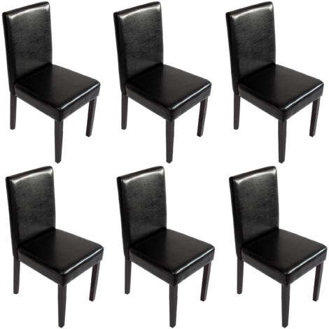 [NUNCA USADO] Lote de 6 sillas de comedor Silla de cocina Littau, polipiel, negra, patas oscuras