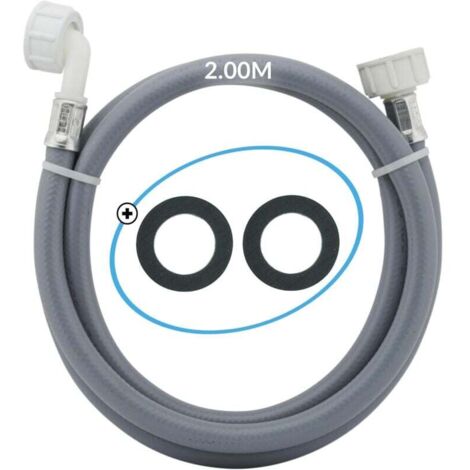 [NUNCA USADO] Manguera de lavadora de 2,00 ml. Entrada de agua para lavavajillas/lavadora. Esta manguera universal reforzada se puede usar como extensión. Incluye dos juntas de goma.