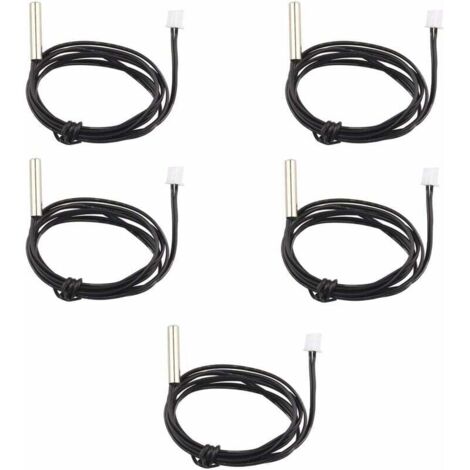 [NUNCA USADO] Paquete de 5 sondas de sensor de temperatura impermeables con termistor NTC 10K 1% 3950, cable de extensión de 1 m, detector de temperatura, medidor para aires acondicionados y refrigera