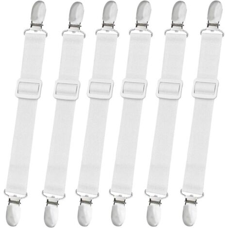 [NUNCA USADO] Paquete de 8 correas ajustables para sábanas, pinzas para sábanas, soporte elástico para sábanas ajustables, clips para fundas de colchón, cojines de sofá y ropa.