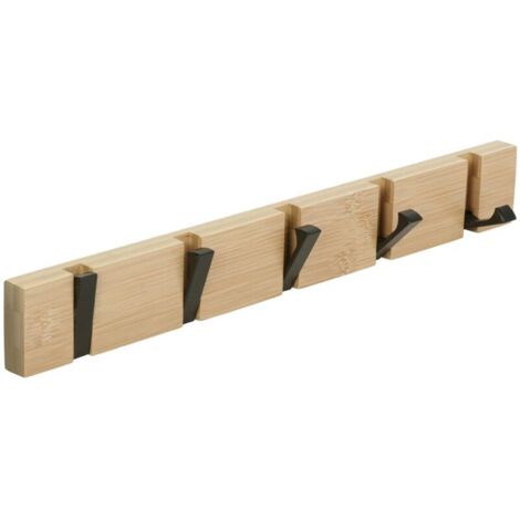 [NUNCA USADO] Perchero de pared con 5 ganchos retráctiles, ideal para colgar abrigos, bufandas, bolsos y más, color natural.