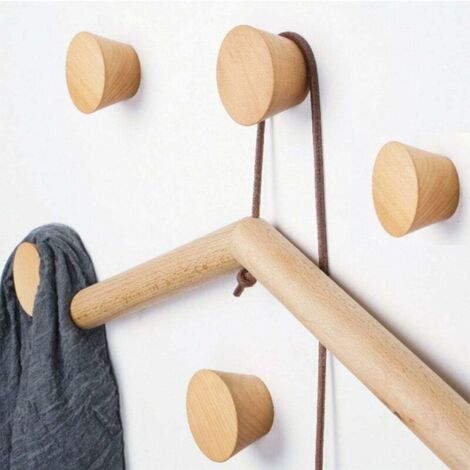 [NUNCA USADO] Perchero redondo de madera para pared, 5 piezas, estilo vintage, decorativo, con forma de rama de madera natural, para ropa.