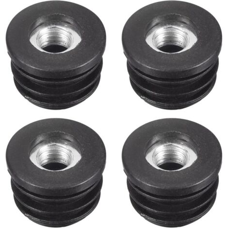 [NUNCA USADO] piezas de insertos para tubos redondos con rosca M8, tapas redondas de plástico negro para ruedas, tapones para patas de muebles y sillas.