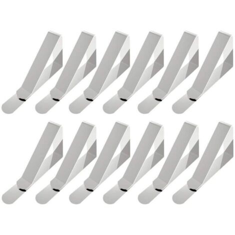 [NUNCA USADO] Pinzas para mantel, 12 piezas grandes de acero inoxidable para escritorio, grosor de 4,5 a 7,5 cm, color plateado