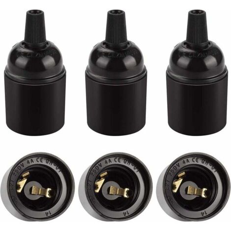 [NUNCA USADO] Portalámparas vintage negro E27, lámpara colgante retro Edison, adaptador de portalámparas de baquelita maciza, perfecto para decoración, proyectos industriales y de bricolaje, juego de 