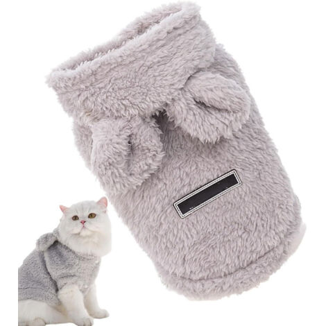[NUNCA USADO] Ropa para mascotas nueva de otoño/invierno, con orejas de oso, gris, talla XL