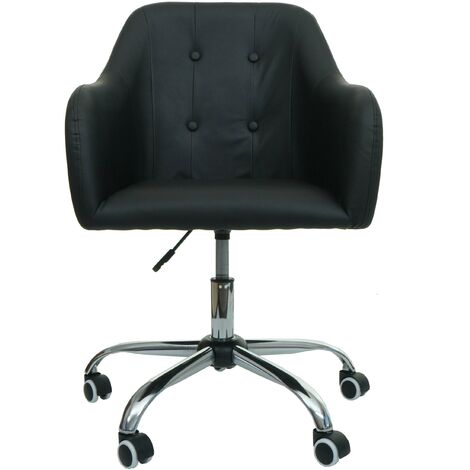 [NUNCA USADO] Silla de oficina HHG-123, silla giratoria silla de escritorio silla de ordenador silla de oficina, con reposabrazos, imitación de cuero negro