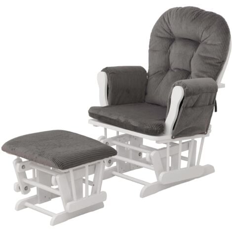 [NUNCA USADO] Sillón relax HHG-021, sillón mecedora mecedora con taburete tejido cuerda 320g/m² Oeko-Tex, gris oscuro armazón blanco
