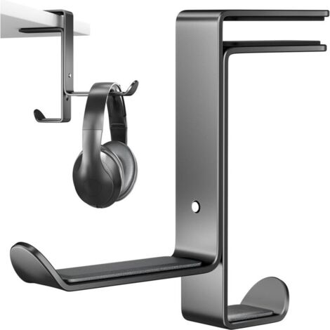 [NUNCA USADO] Soporte para auriculares de escritorio, multifuncional y con organizador de cables, ajustable para todos los auriculares Bluetooth, para niños, color negro.